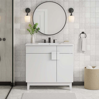 Miles 36" Bathroom Vanity - White White