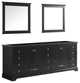 Dukes 84" Espresso Double Vanity, No Top and 34" Mirrors