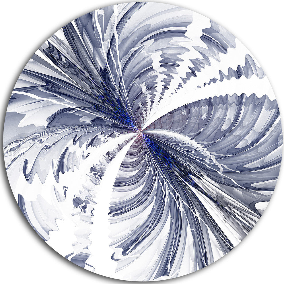 Symmetrical Blue Fractal Flower, Floral Round Metal Wall Art, 11"
