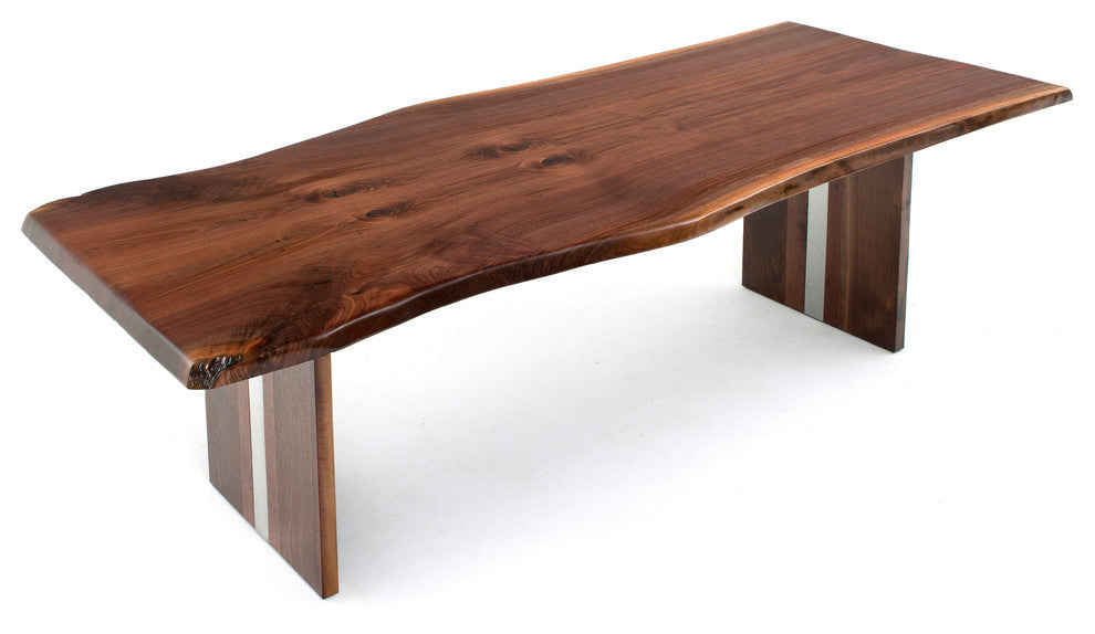 Natural Edge Modern Dining Table, Book-Matched Black Walnut, 60x48x31
