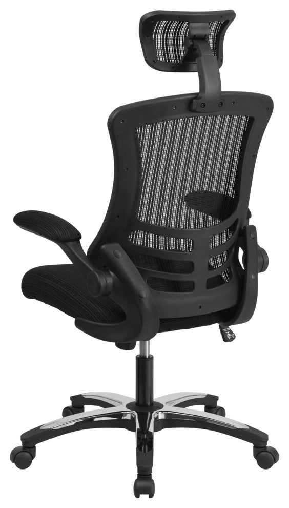 High Executive Swivel Office Chair-Back Black Mesh With Flip-Up Arms