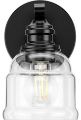 Ambrose Collection 5" 1-Light Matte Black Clear Glass Bath Vanity Light