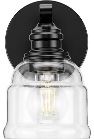 Ambrose Collection 5" 1-Light Matte Black Clear Glass Bath Vanity Light