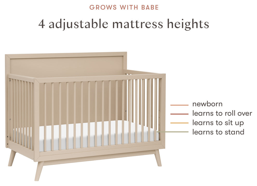 Palma 4-in-1 Convertible Crib With Toddler Bed Conversion Kit, Taupe