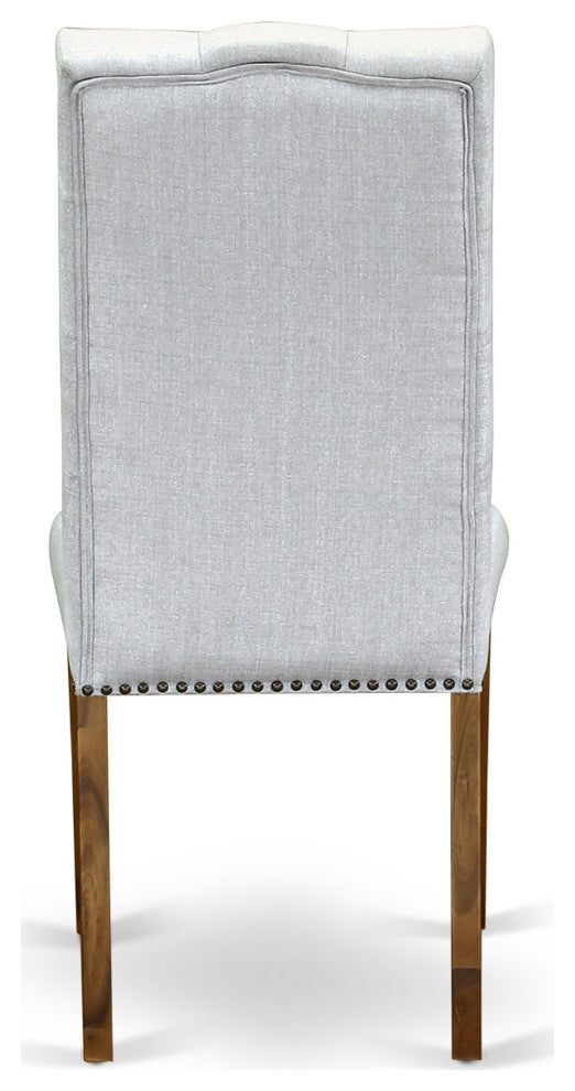 Elsa Parson Chair, Antique Walnut 401 Leg And Grey Fabric Color Set of 2