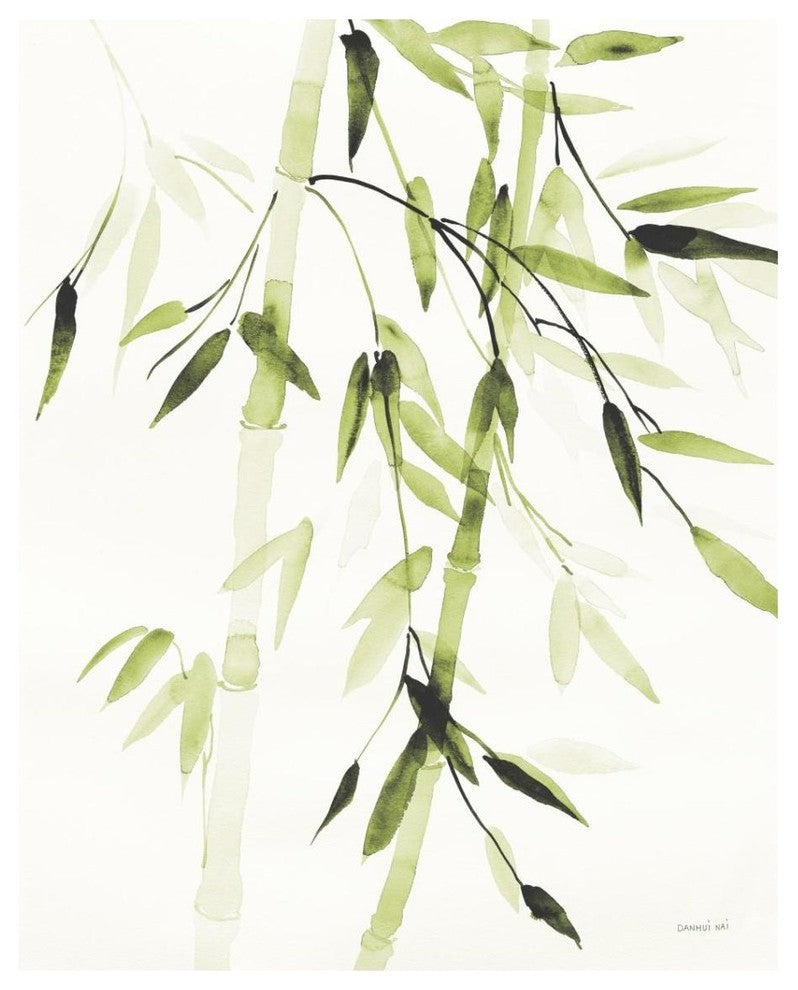 "Bamboo Leaves V Green" Digital Paper Print by Danhui Nai, 30"x37"
