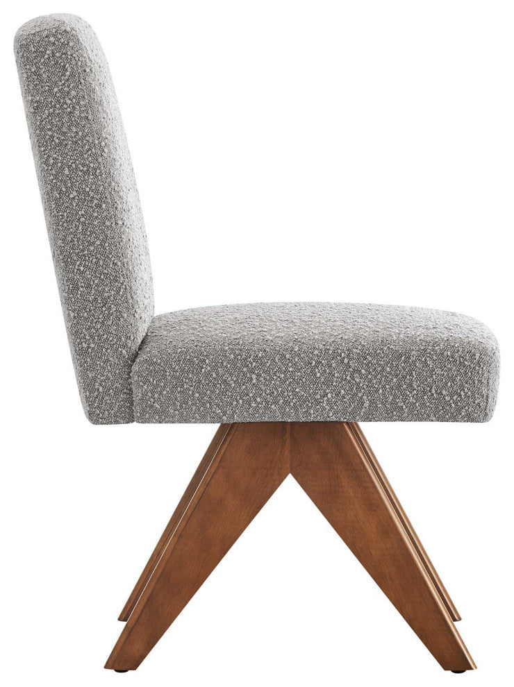 Lyra Boucle Fabric Dining Room Side Chair, Set of 2, Light Gray