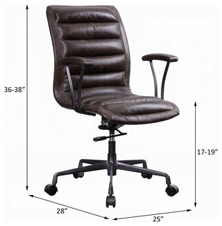 Zooey Executive Office Chair, Distress Chocolate Top Grain Leather