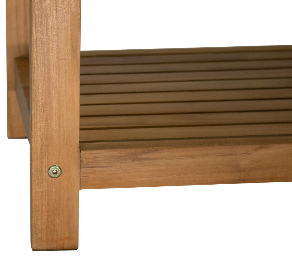 Nordic Style Natural Teak Spa Bench With Shelf "“ 18"³