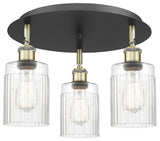 Hadley-3 Light 16" Flush Mount-Black Antique Brass, Clear Glass Shade