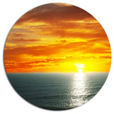 Fantastic Sunset Over Sea Waters, Seashore Disc Metal Artwork, 23"