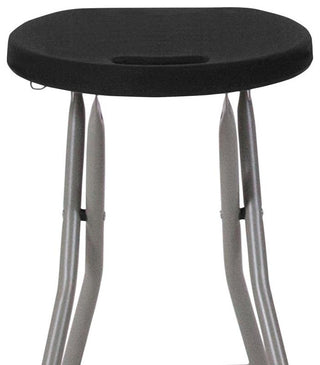 Micah 2 Pack Foldable Stool with Black Plastic Seat and Titanium Gray Frame