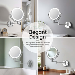 Circular LED Wall Mount Magnifying Make Up Mirror, Chrome