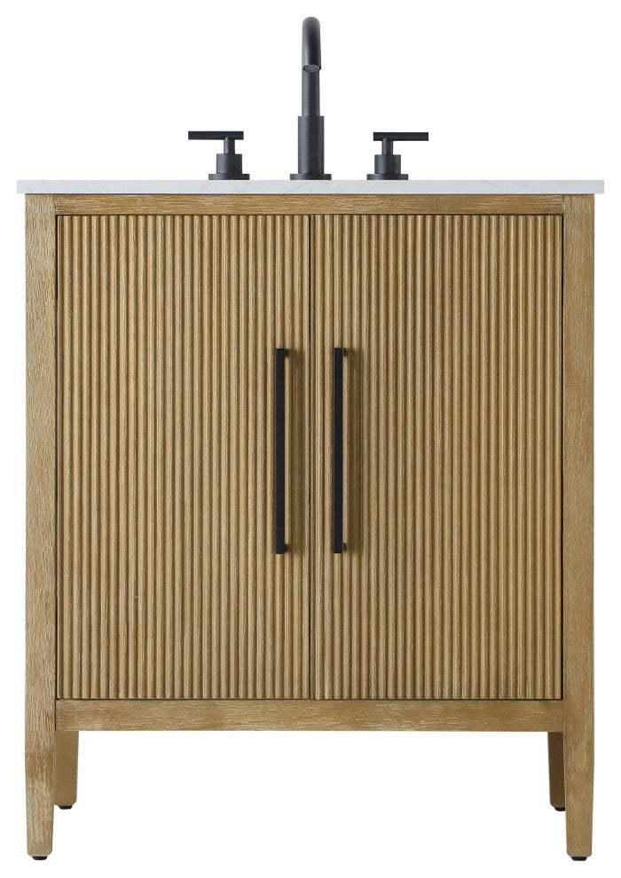 Home Living 30" Single Bathroom Vanity, Linen Oak