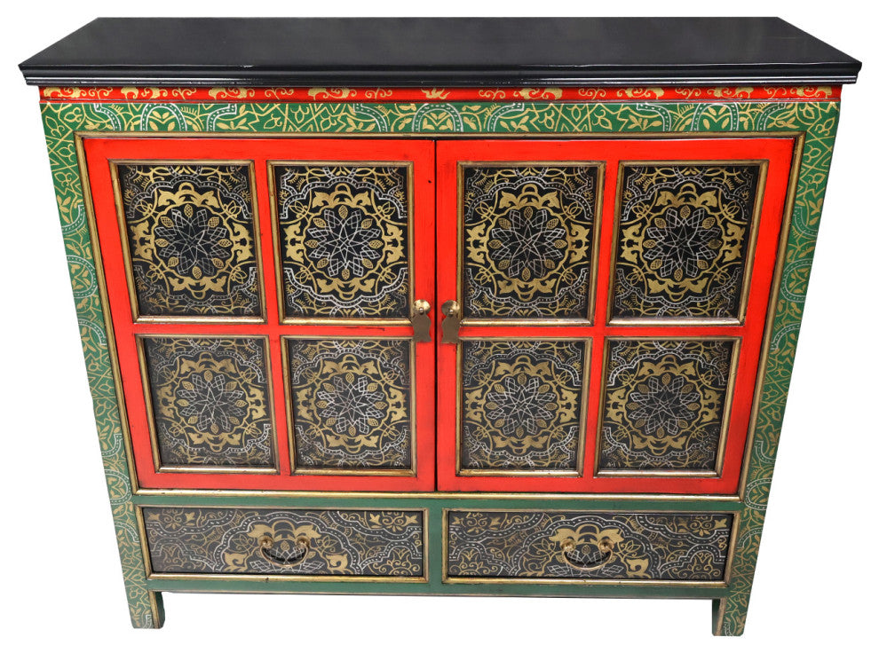 47" Tibetan Cabinet Hand Painted