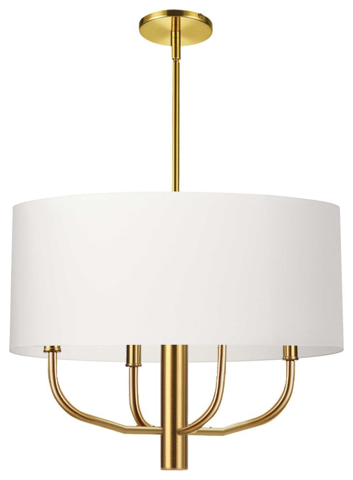 Eleanor Transitional 4 Light White Aged Brass Fabric Chandelier