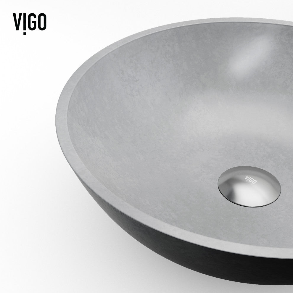 Ravenna 16"L x 16"W Concrete Vessel Sink and Dunn 11"H Faucet Set
