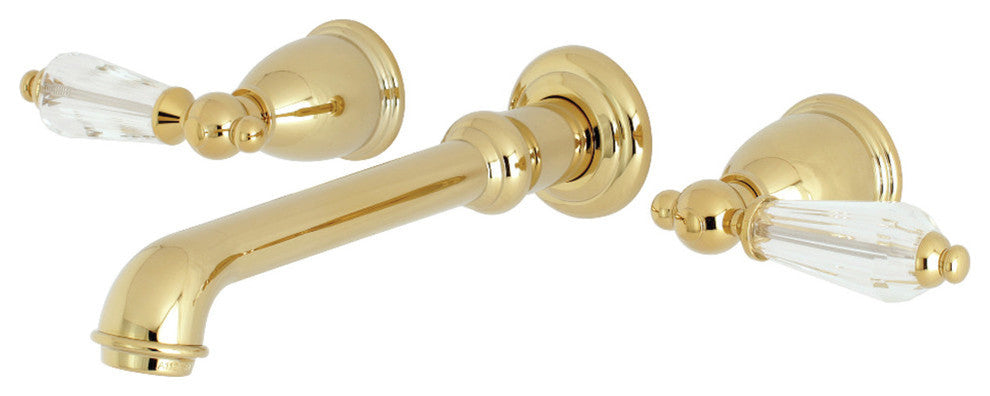 Kingston Brass Two-Handle Wall Mount Bathroom Faucet, Polished Brass
