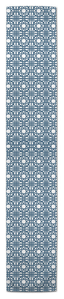 Blue Geo Tile 16x72 Cotton Twill Runner