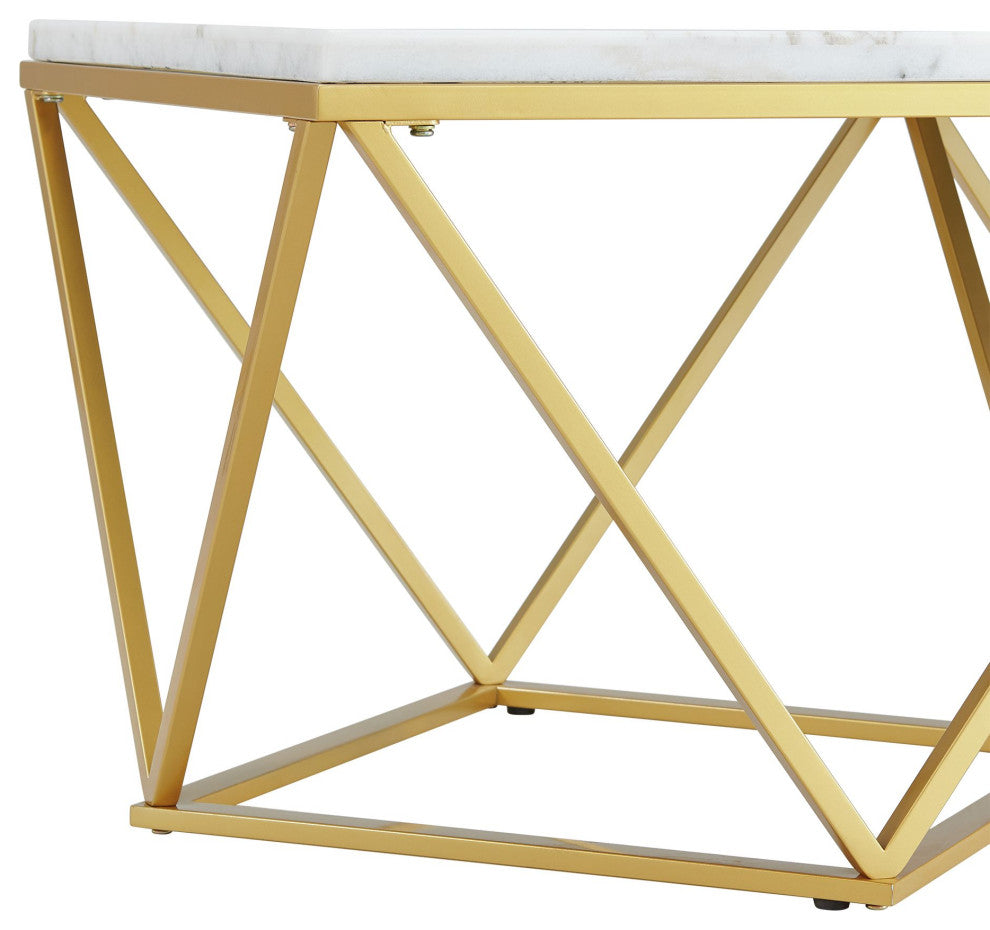 Riko Rectangular Coffee Table WithGold Metal Leg