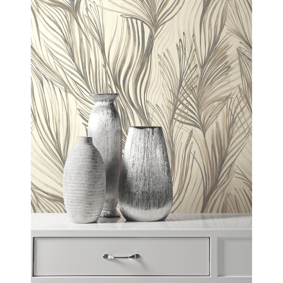 Dark Gray Peaceful Plume Wallpaper
