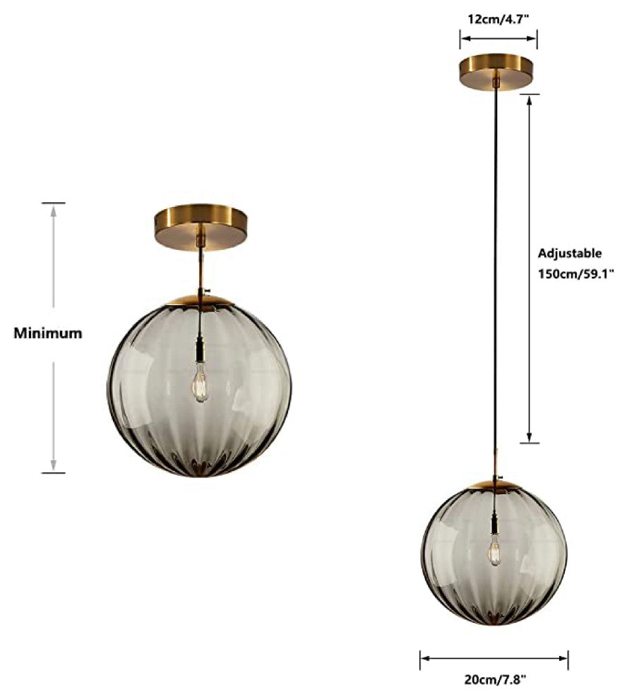 Smoke Gray kitchen light fixtures Glass pendant light Single Globe Chandelier