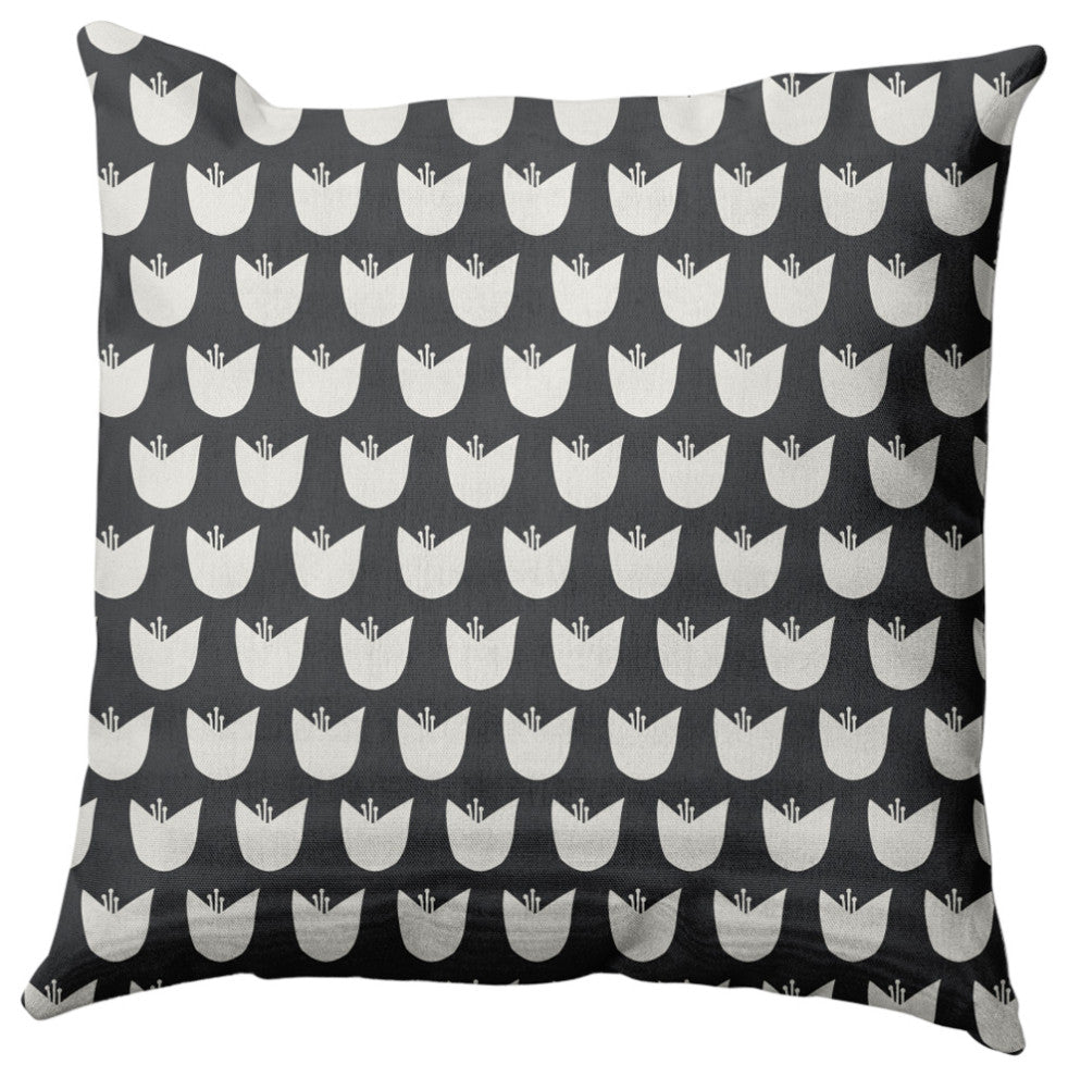 Simple Tulip Design Decorative Throw Pillow, Pepper, 16"x16"