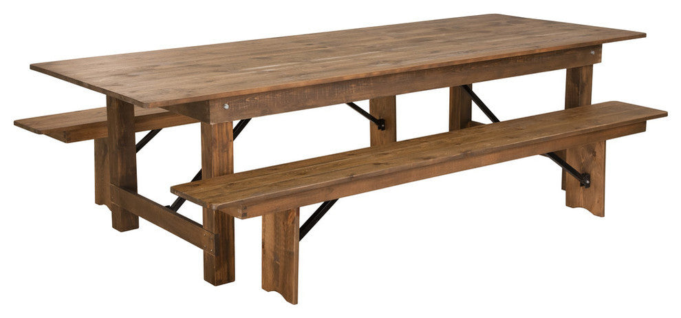 3-Piece 9'x40'' Farm Table and Bench Set