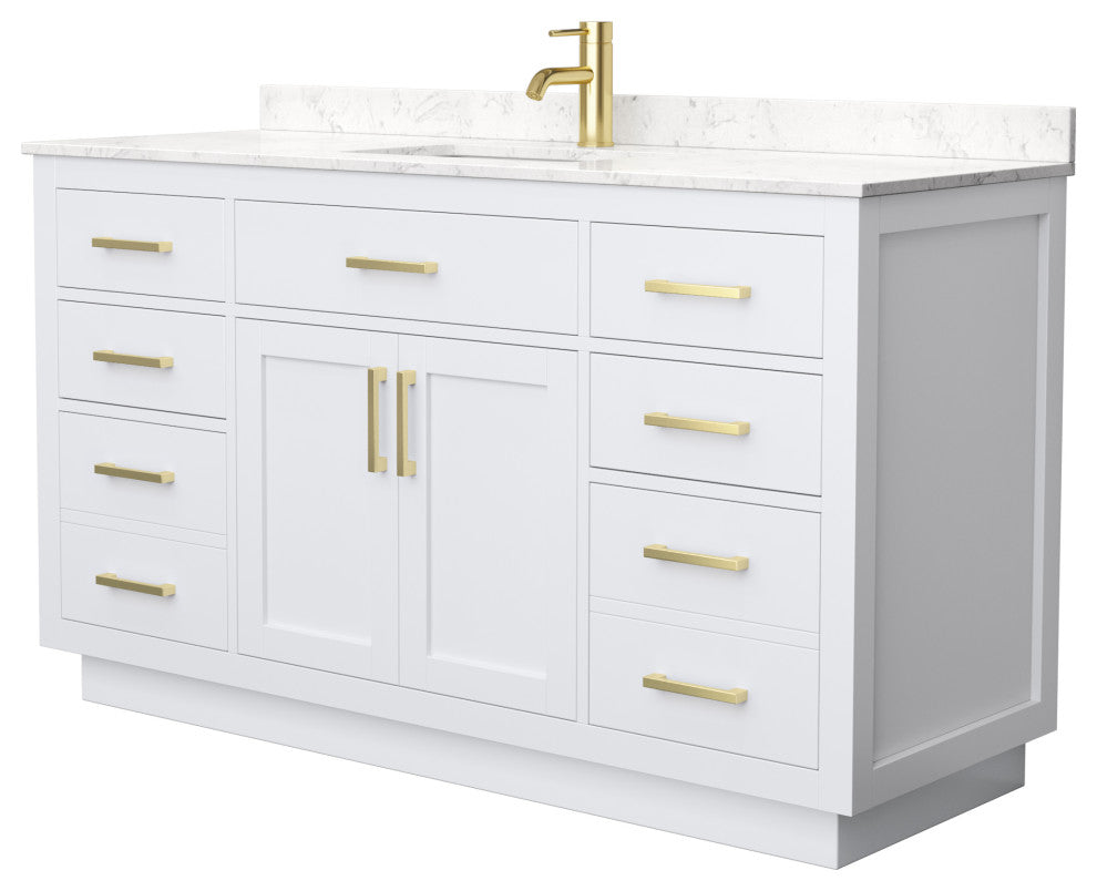 Beckett TK 60" Single Vanity, Cultured Top, Gold Trim