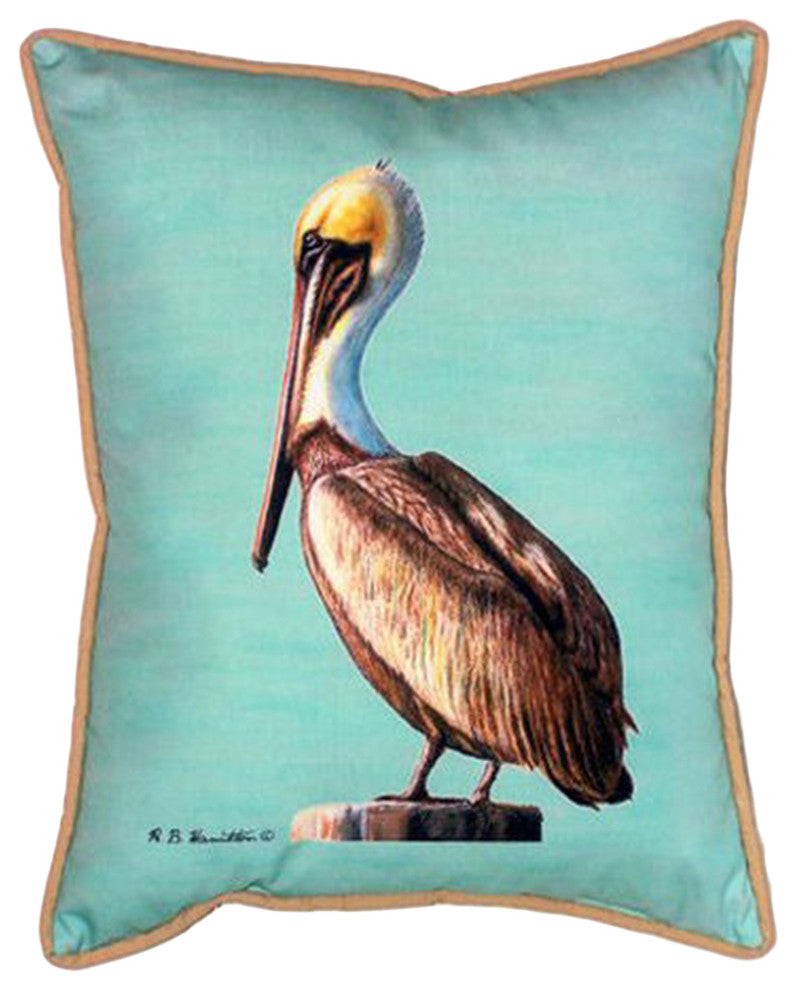Betsy Drake Pelican Extra Large 24 X 20 Indoor / Outdoor Teal Pillow
