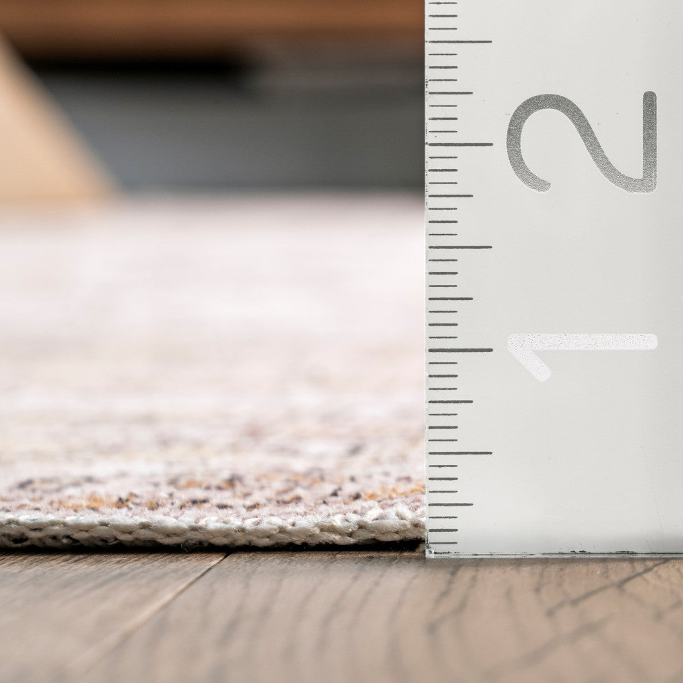 Nuloom Deadra Vintage Floral Machine Washable Area Rug, Beige 4'x6'