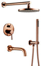 Wasser Complete Shower System With Bathtub Filler, Rose Gold