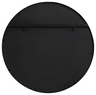 Elegant Decor Motif 28" Round Mid Century Metal Windowpane Frame Mirror in Black