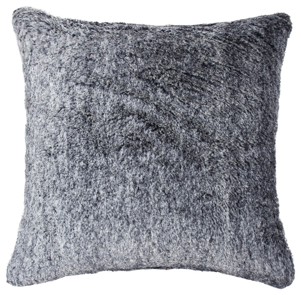20"x20" Belton Faux Fur Pillow, Gray Mix