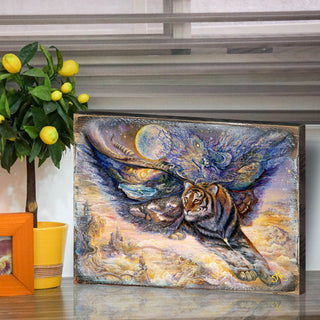 Tiger Moth Wall and Table Top Wooden Decor, 12x9