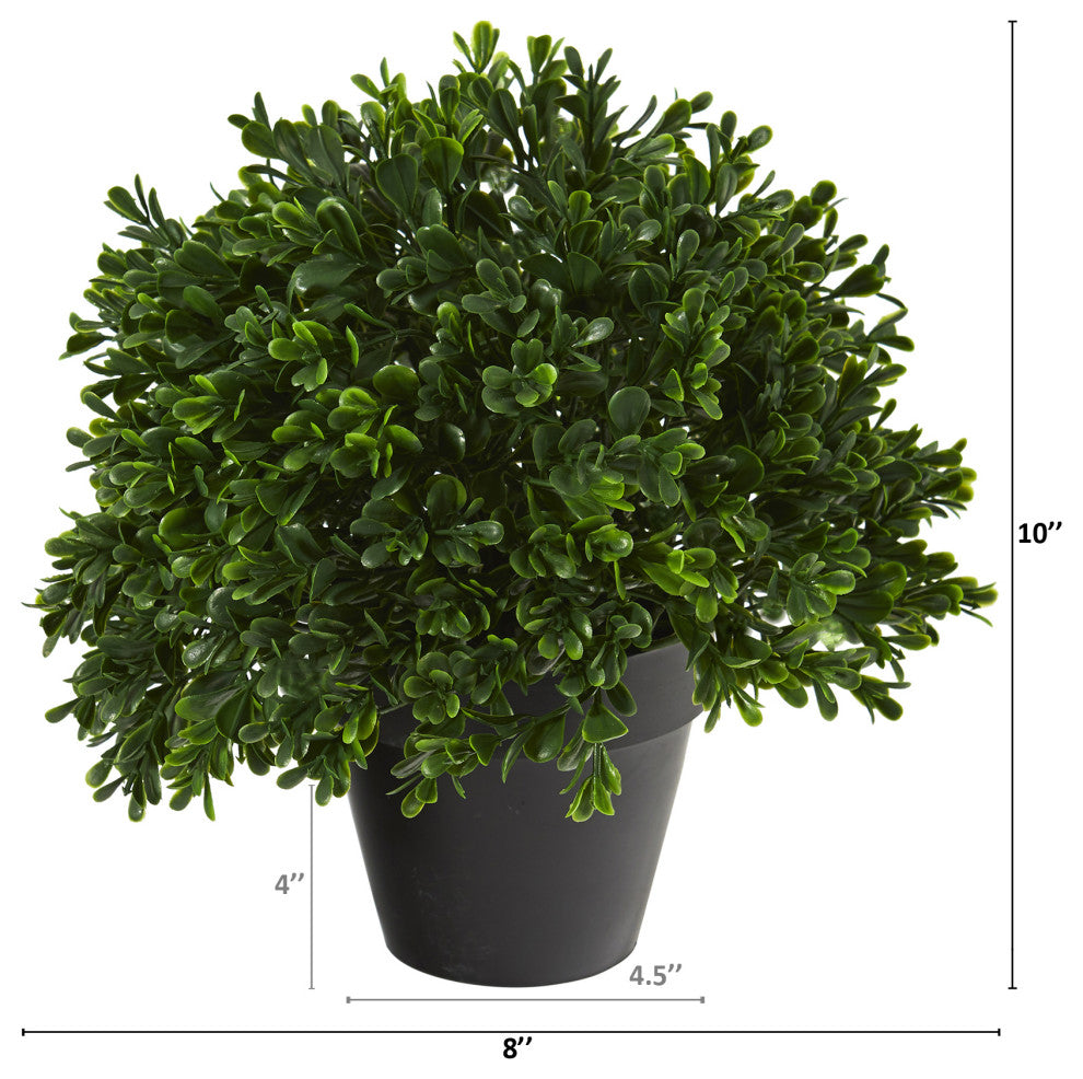10" Boxwood Topiary Artificial Plant UV Resistant, Indoor/Outdoor