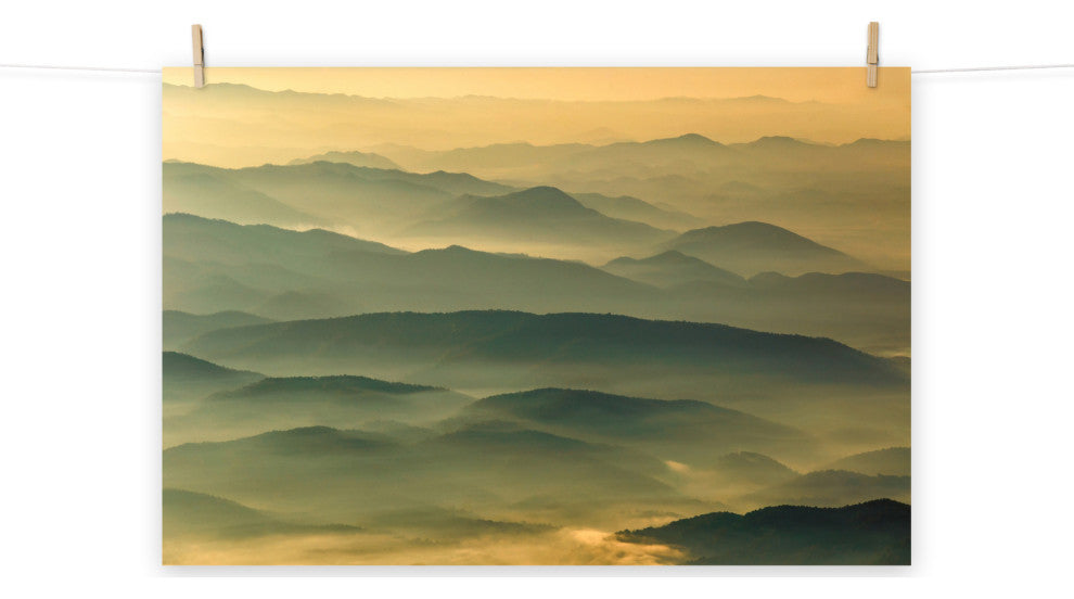 Foggy Mountain Layers at Sunset Landscape Photo Unframed Wall Art Prints, 11" X 14"