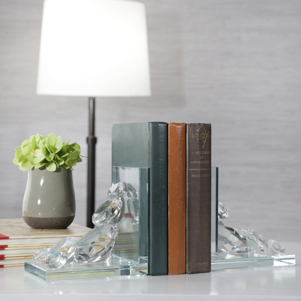 Sagebrook Home Crystal Diamond Bookends, Set of 2