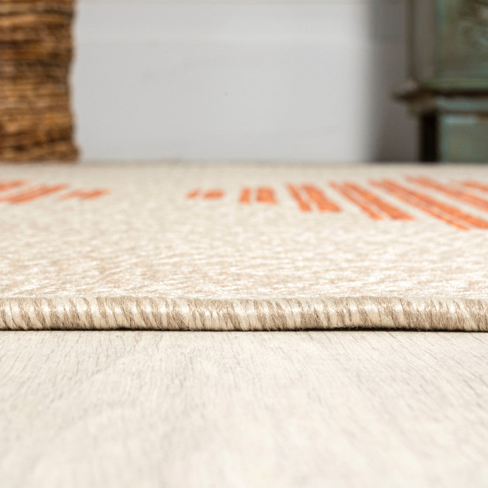 Vinales Diamond Stripe Indoor/Outdoor Area Rug, Beige/Orange, 3x5