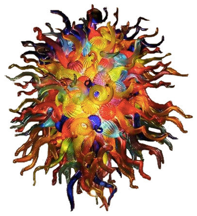 Artemis Vintage Multicolor Blown Glass Chandelier Lighting, W32"x48"