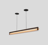 Nubis Linear Pendant, Dark Stained Walnut, Black Canopy, Split Canopy, LED, 3500k