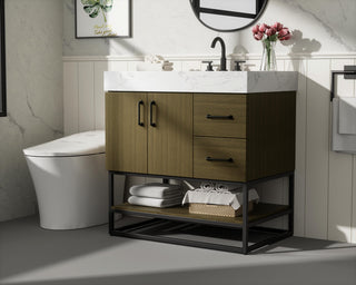 Home Living 32" Single Bathroom Vanity, Chestnut Brown