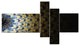 Symmetrical Gold Fractal Flower, Abstract Wall Art Canvas, 60"x32", 5 panels