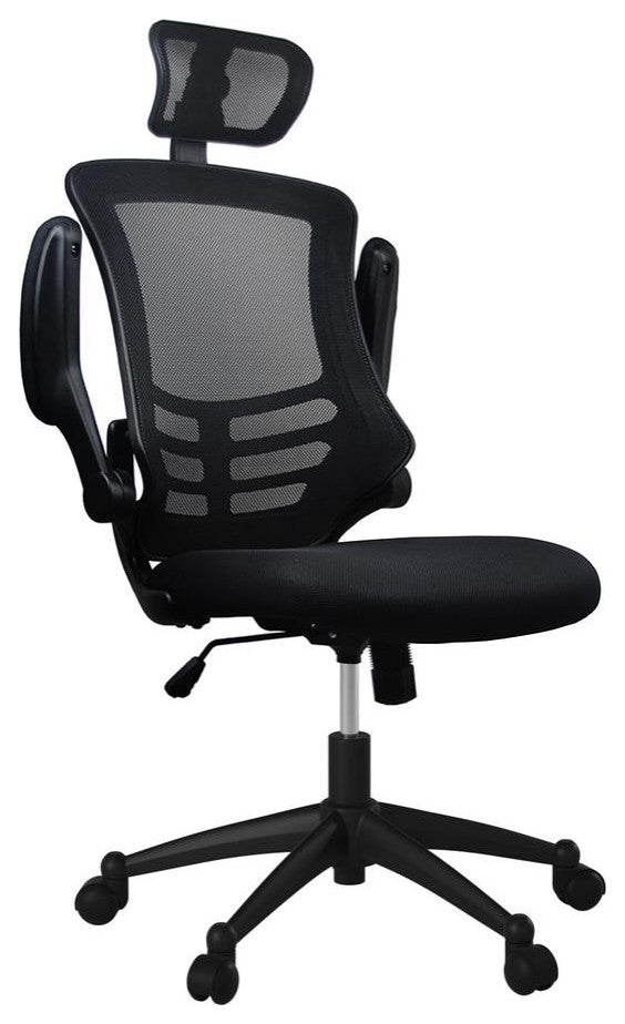 Modern High-Back Mesh Executive Office Chair With Headrest And Flip Up Arms