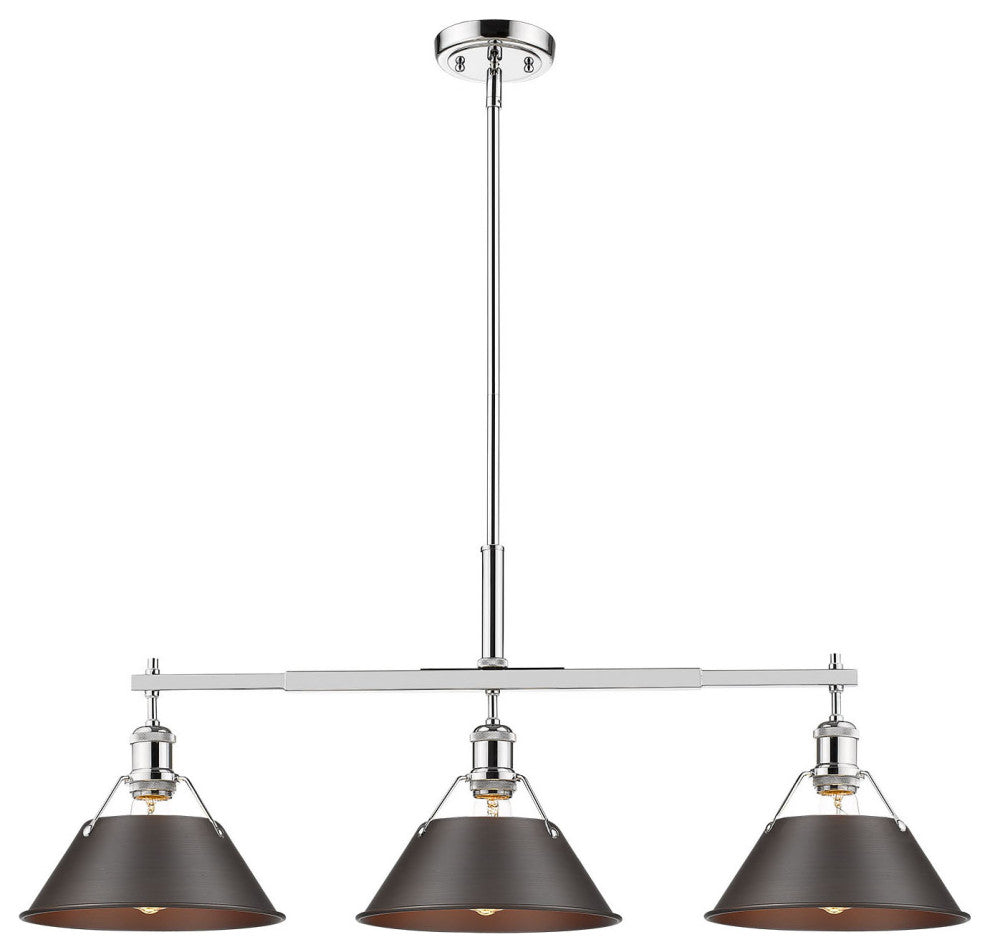Golden Lighting 3306-LP CH Orwell 3 Light 36"W Linear Pendant - Chrome / Pine