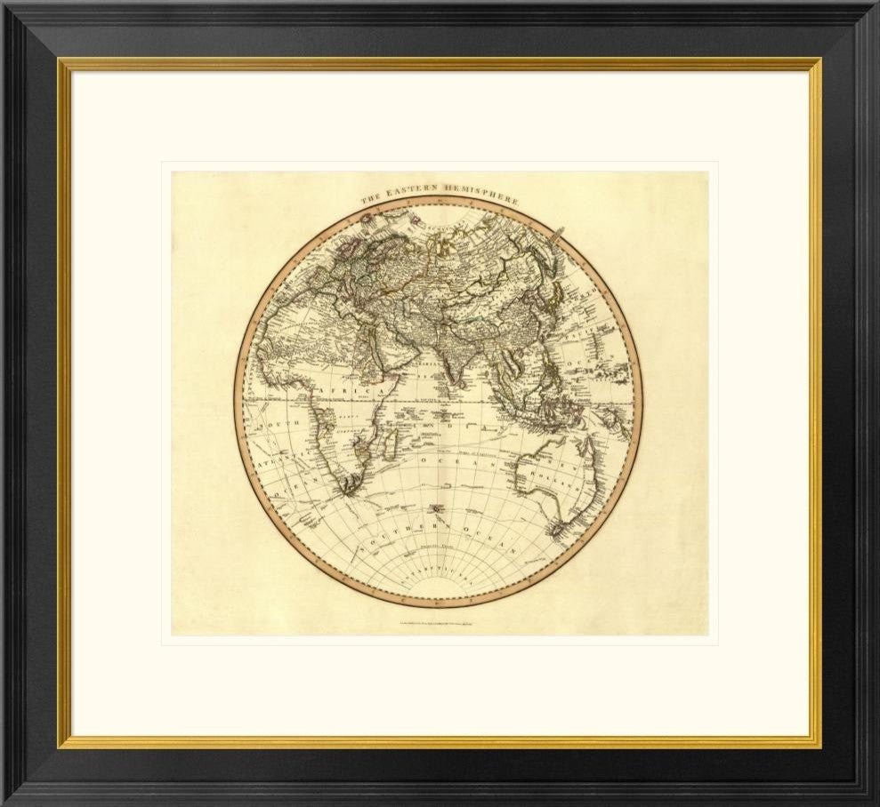 "Eastern Hemisphere, 1801" Framed Digital Print by John Cary, 26x24"