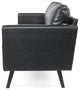 Dowd Mid Century Modern Faux Leather 3 Seater Sofa, Midnight Black/Dark Brown