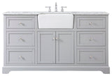 Elegant Decor Franklin 60" Aluminum MDF Single Bathroom Vanity in Gray