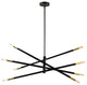 8-Light Pendant, Matte Black and Aged Brass