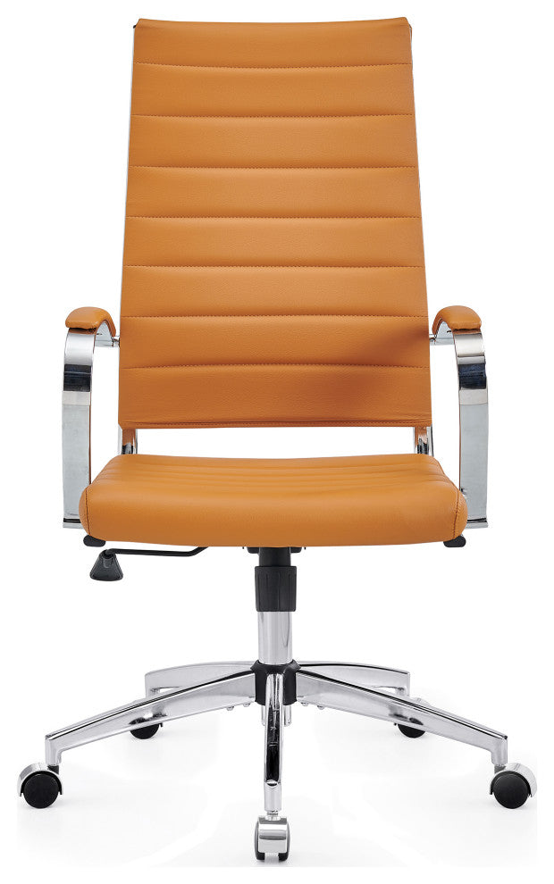 LUXMOD High Back Adjustable Swivel Computer Chair, Tan